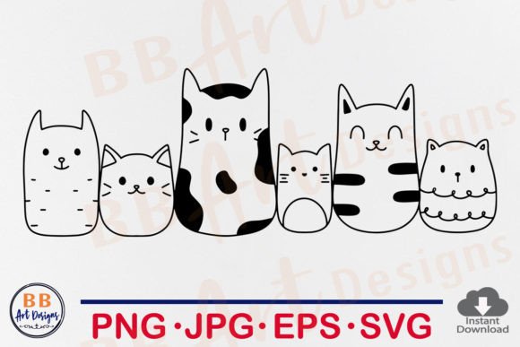 Cat SVG: Cute Doodle Cats for Embroidery Projects