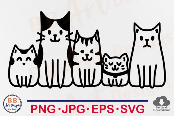 Cat SVG Doodle Cats Outline Clipart Review