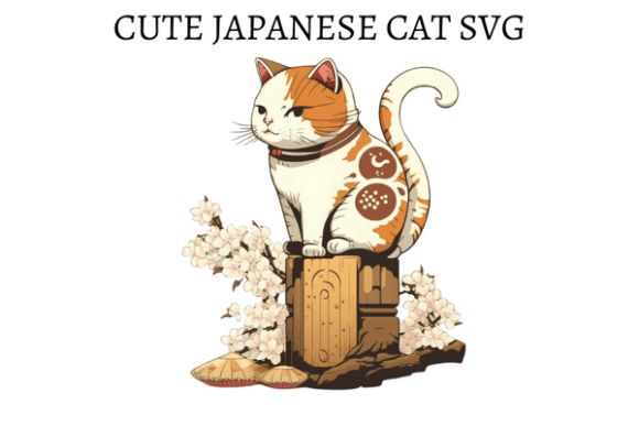 Cute Japanese Cat SVG for Embroidery Projects