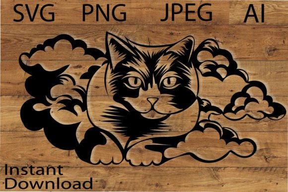 Sky Cat Vector Design for Embroidery Projects