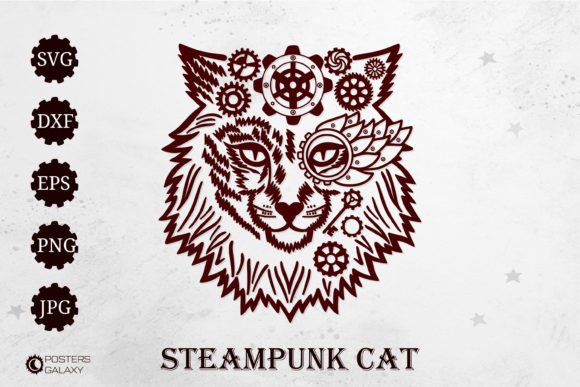 Steampunk Cat Svg for Embroidery Projects